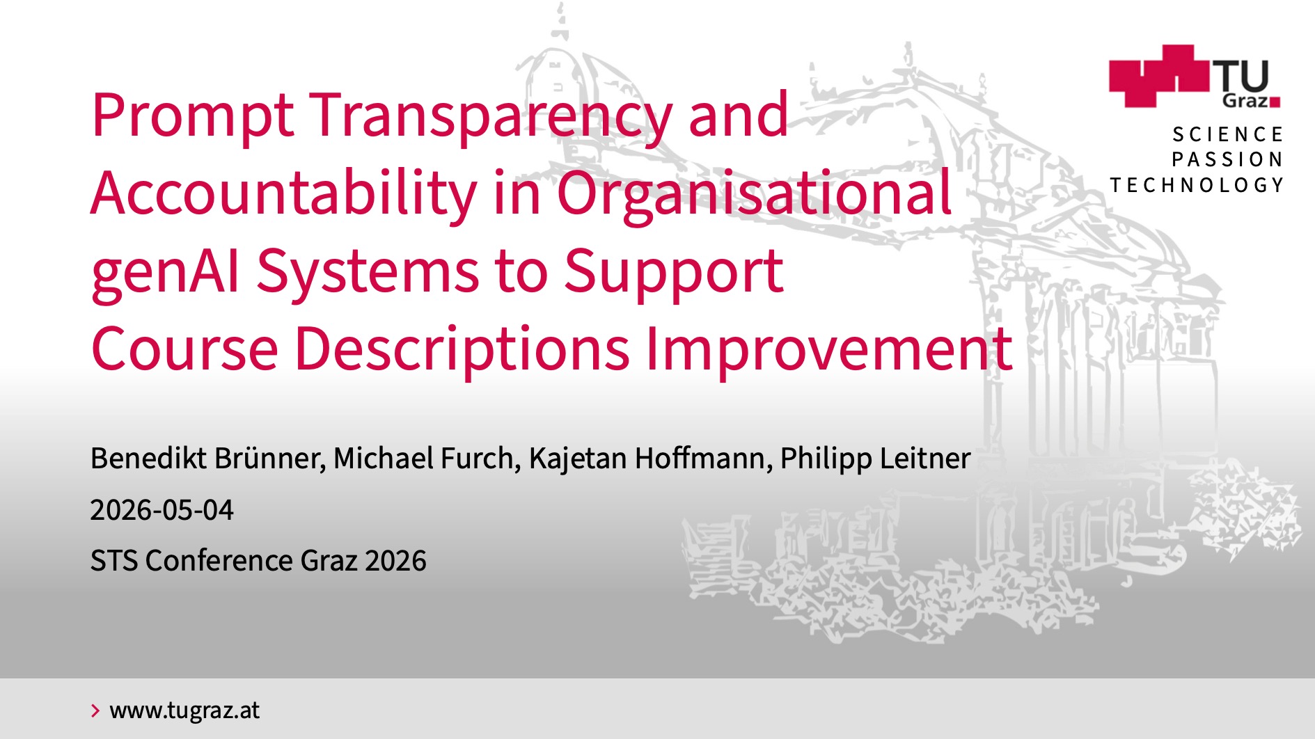 Präsentation: Förderung von Transparenz und Verantwortlichkeit in organisationalen GenAI-Systemen zur Verbesserung von Lehrveranstaltungsbeschreibungen